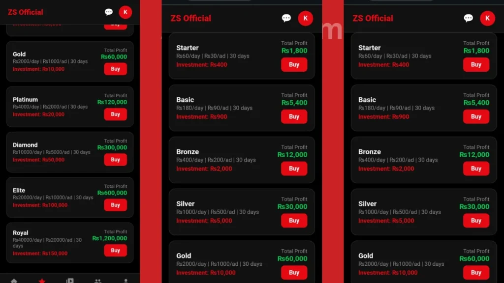 ZS Official Earning APK get unlimited new earning planes for free